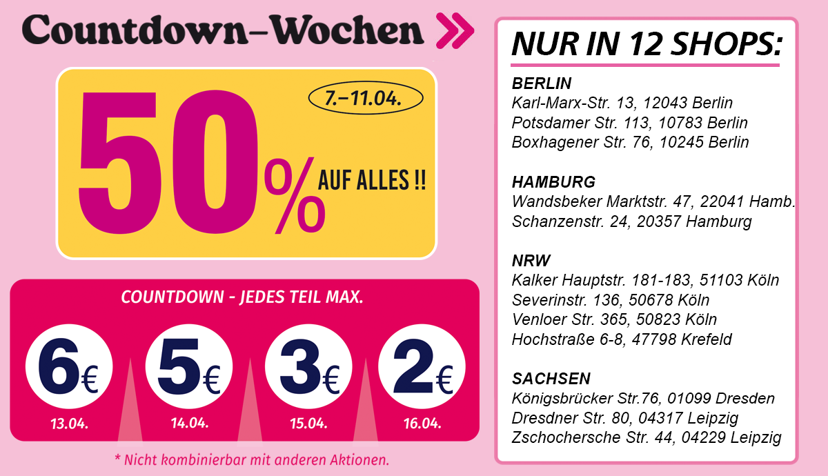 Rabatt-Wochen in 12 Shops